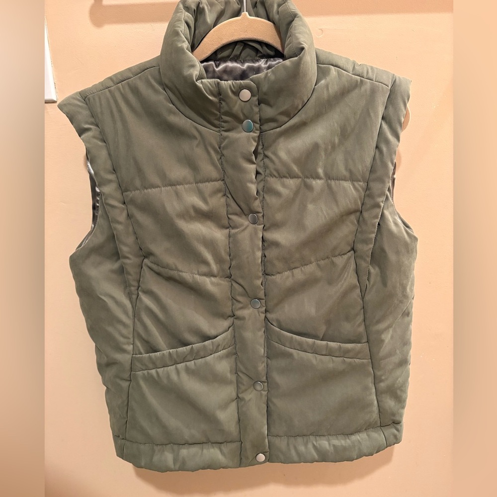Joie Puffer Vest Womens Medium Olive Green Quilted Utility